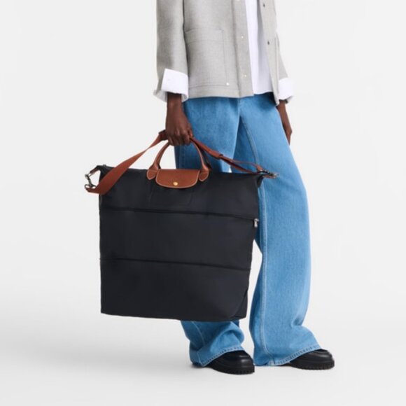 New Le Pliage Original Travel Bag Expandable Black - Recycled Canvas - Picture 2 of 5